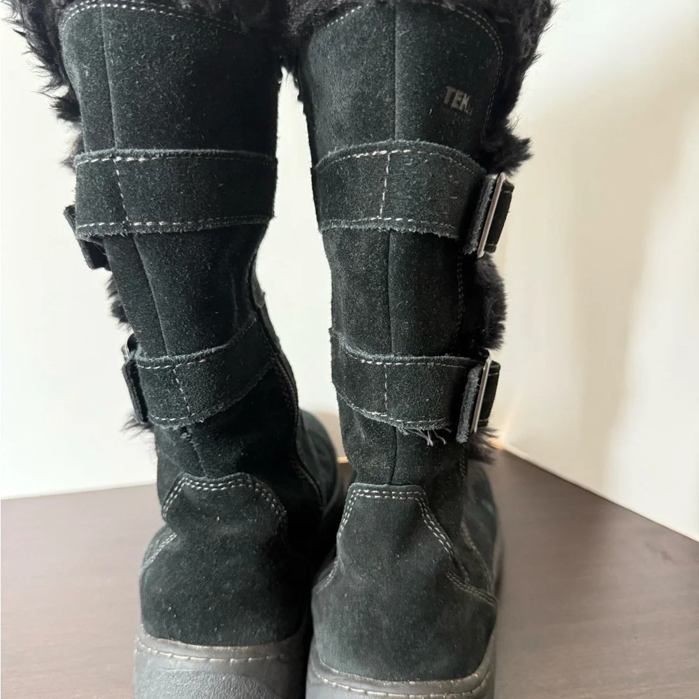 L.L. Bean Black Winter Boots with Fur Trim